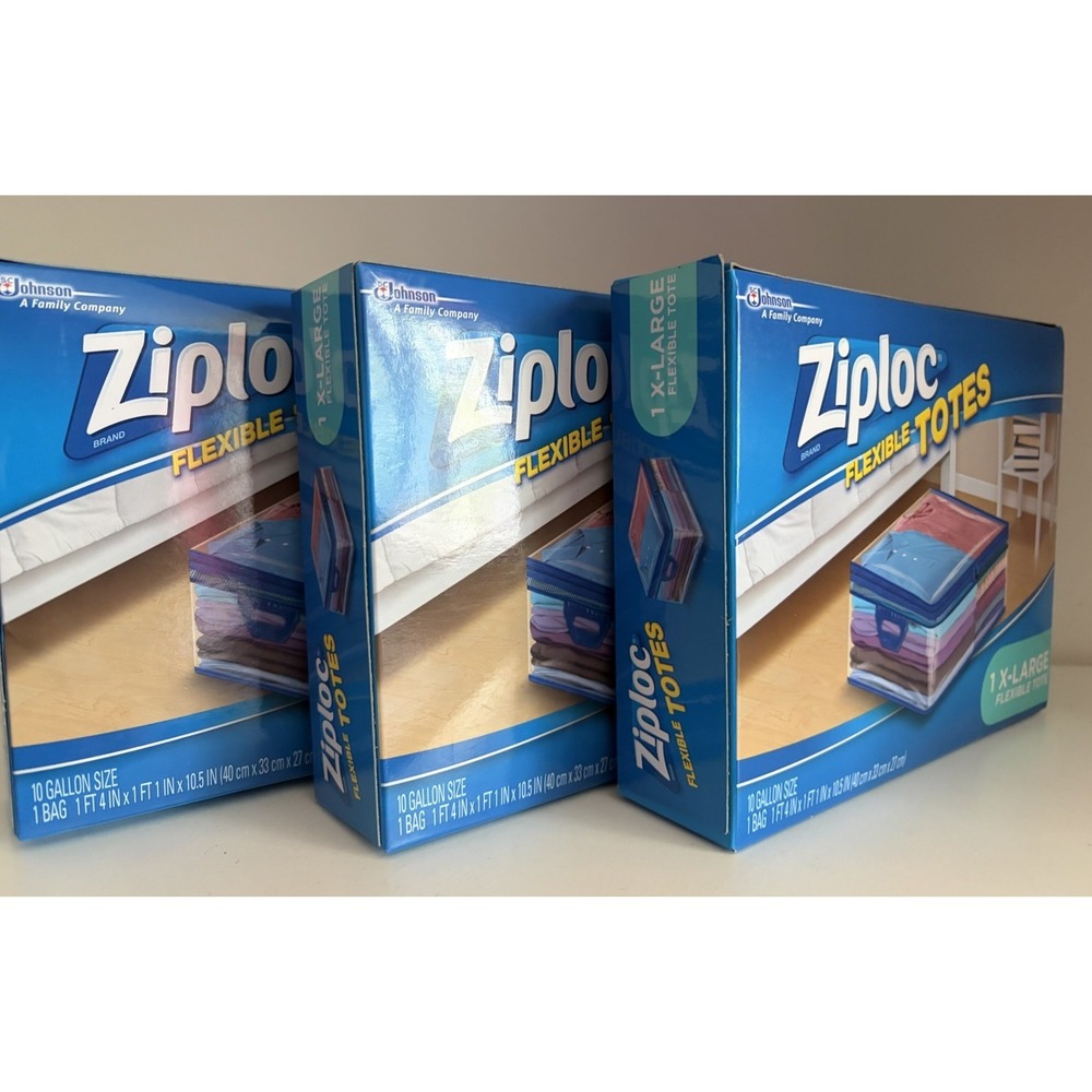 3X Ziploc Flexible Totes Storage Bag XL (10Gal) each Organization NEW